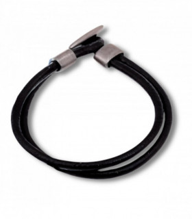 Men's Black Double Leather Bracelet -Men's Gift