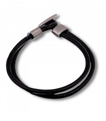 Men's Black Double Leather Bracelet -Men's Gift