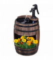Outsunny Wood Barrel Pump Garden Fountain Water Feature Flower Planter Stand New