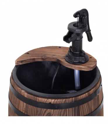 Outsunny Wood Barrel Pump Garden Fountain Water Feature Flower Planter Stand New