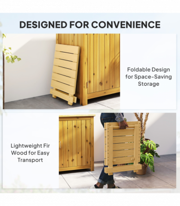 Outsunny Wooden Folding Garden Table, Folding Side Table, Nature Wood Finish