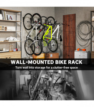 SPORTNOW 4 Pack Bike Rack, Wall Mounted Bike Hooks for Garage