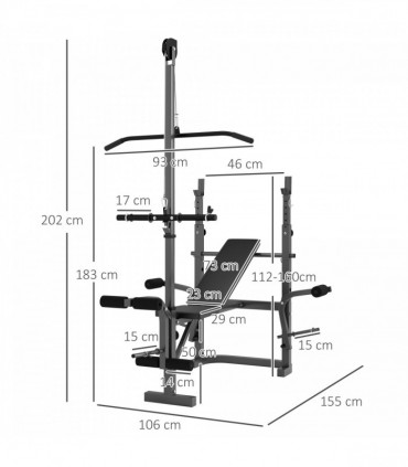 SPORTNOW Multi-Exercise Incline or Flat Weight Bench with Bench Press Rack