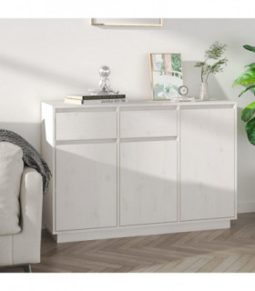 Sideboard White 110x34x75 cm Solid Wood Pine
