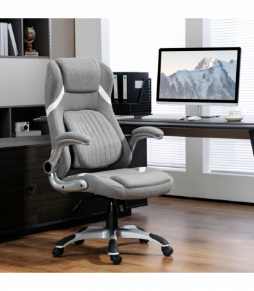 Vinsetto Fabric Office Desk Chair with Adjustable Height Tilt Function Grey