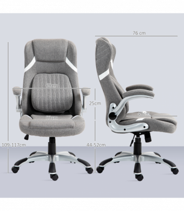 Vinsetto Fabric Office Desk Chair with Adjustable Height Tilt Function Grey