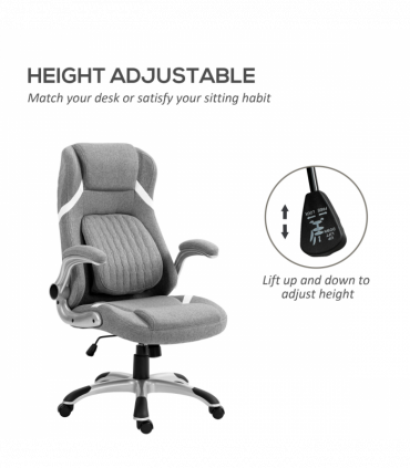 Vinsetto Fabric Office Desk Chair with Adjustable Height Tilt Function Grey