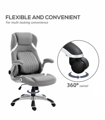 Vinsetto Fabric Office Desk Chair with Adjustable Height Tilt Function Grey