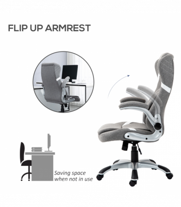 Vinsetto Fabric Office Desk Chair with Adjustable Height Tilt Function Grey