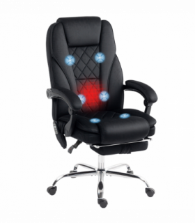 Vinsetto Massage Office Chair, Heated Reclining Desk Chair, Black