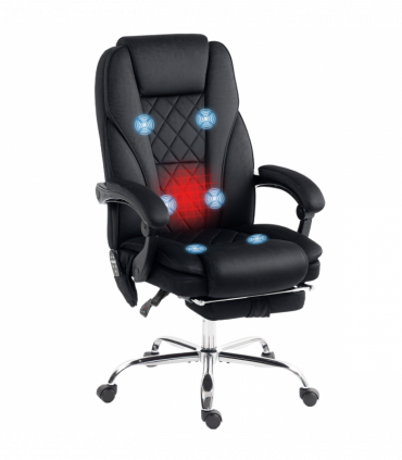 Vinsetto Massage Office Chair, Heated Reclining Desk Chair, Black