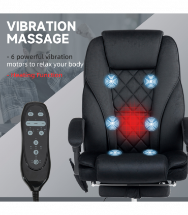 Vinsetto Massage Office Chair, Heated Reclining Desk Chair, Black