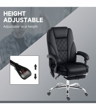 Vinsetto Massage Office Chair, Heated Reclining Desk Chair, Black