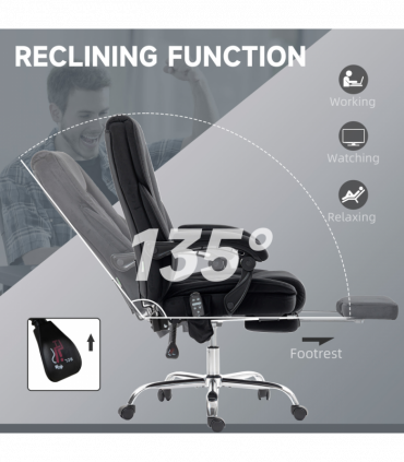Vinsetto Massage Office Chair, Heated Reclining Desk Chair, Black