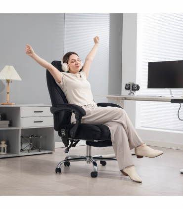 Vinsetto Massage Office Chair, Heated Reclining Desk Chair, Black