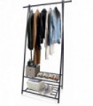 Garment Rack Black Metal 2 Tier H 155cm W 87.5cm D 41cm Clothes Rail Coat Stand