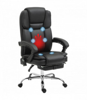 Vinsetto Massage Office Chair, PU Leather High Back Recliner, Black
