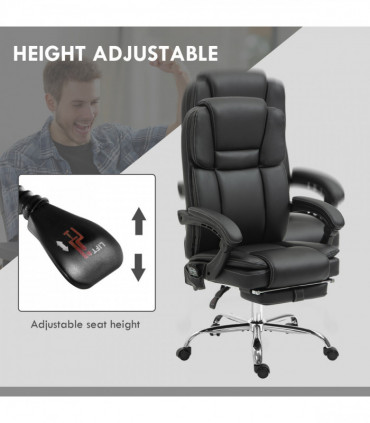 Vinsetto Massage Office Chair, PU Leather High Back Recliner, Black