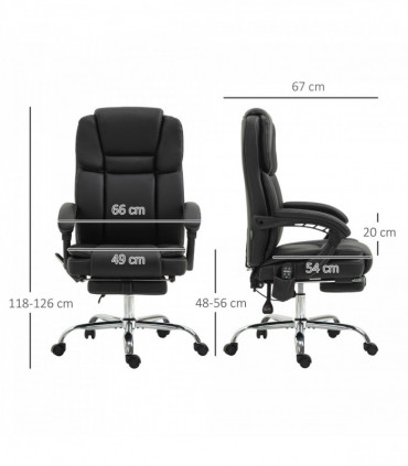 Vinsetto Massage Office Chair, PU Leather High Back Recliner, Black