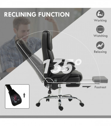 Vinsetto Massage Office Chair, PU Leather High Back Recliner, Black