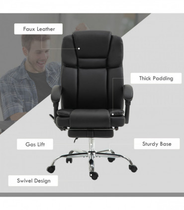 Vinsetto Massage Office Chair, PU Leather High Back Recliner, Black