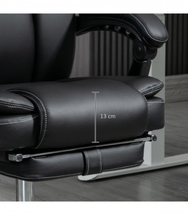 Vinsetto Massage Office Chair, PU Leather High Back Recliner, Black