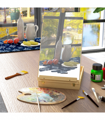 Vinsetto Wooden Table Easel Box Hold Canvas up to 61cm Adjustable Sketch Board