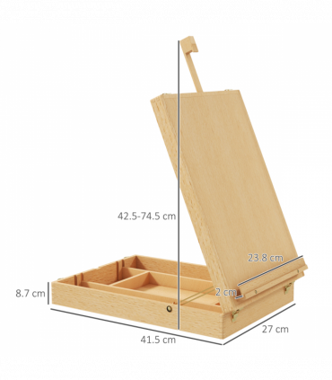 Vinsetto Wooden Table Easel Box Hold Canvas up to 61cm Adjustable Sketch Board