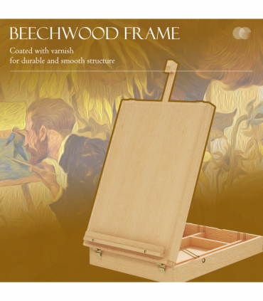 Vinsetto Wooden Table Easel Box Hold Canvas up to 61cm Adjustable Sketch Board