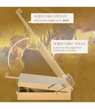 Vinsetto Wooden Table Easel Box Hold Canvas up to 61cm Adjustable Sketch Board