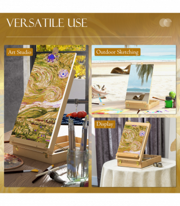 Vinsetto Wooden Table Easel Box Hold Canvas up to 61cm Adjustable Sketch Board
