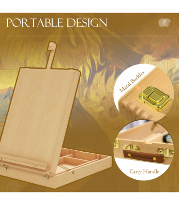 Vinsetto Wooden Table Easel Box Hold Canvas up to 61cm Adjustable Sketch Board