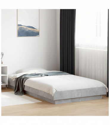 vidaXL Bed Frame with LED Lights Concrete Grey 90x200cm Engineered Wood