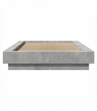 vidaXL Bed Frame with LED Lights Concrete Grey 90x200cm Engineered Wood