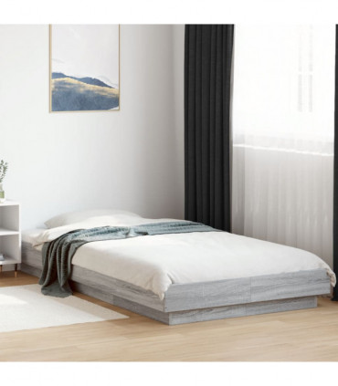 vidaXL Bed Frame with LED Lights Grey Sonoma 75x190cm Small Single Engineered Wood