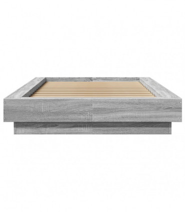vidaXL Bed Frame with LED Lights Grey Sonoma 75x190cm Small Single Engineered Wood
