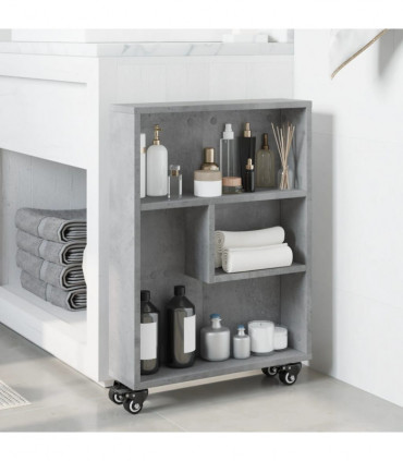 vidaXL Narrow Storage Trolley Concrete Grey 48x13x68 cm Engineered Wood