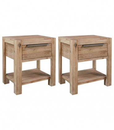 vidaXL Nightstands with Drawers 2 pcs 40x30x48 cm Solid Acacia Wood