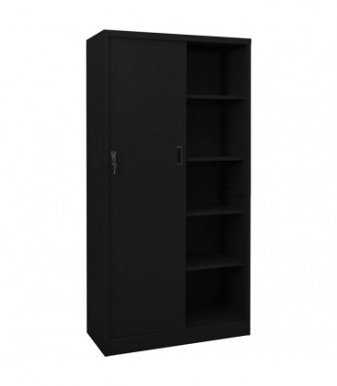 vidaXL Office Cabinet with Sliding Door Black 90x40x180 cm Steel