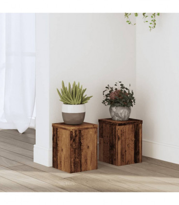 vidaXL Plant Stands 2 pcs Old Wood 15x15x20 cm Engineered Wood