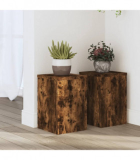vidaXL Plant Stands 2 pcs Smoked Oak 20x20x30 cm Engineered Wood