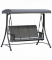 3 Seat Metal Fabric Backyard Patio Swing Chair with Canopy Top Outsunny