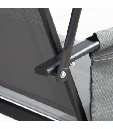 3 Seat Metal Fabric Backyard Patio Swing Chair with Canopy Top Outsunny