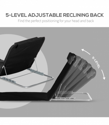 Outsunny 2 Pieces Outdoor Beach Mat Steel Reclining Chair Set w/ Pillow Black