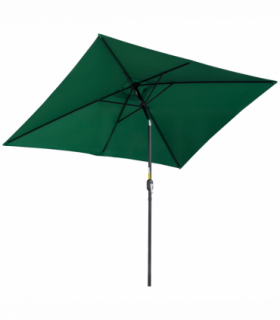 Outsunny 3x2m Patio Parasol Canopy Tilt Crank 6 Ribs Sun Shade Garden Green