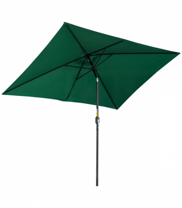 Outsunny 3x2m Patio Parasol Canopy Tilt Crank 6 Ribs Sun Shade Garden Green