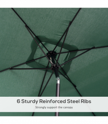 Outsunny 3x2m Patio Parasol Canopy Tilt Crank 6 Ribs Sun Shade Garden Green