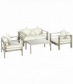 4 PCs Aluminium Garden Furniture Set w/ Thick Padded Cushion