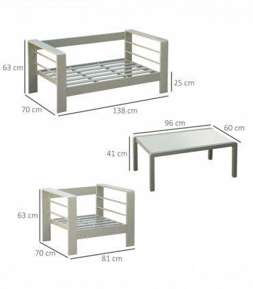 4 PCs Aluminium Garden Furniture Set w/ Thick Padded Cushion