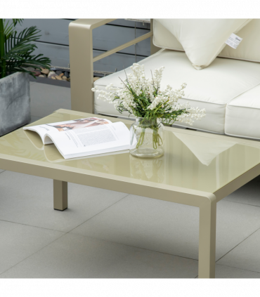 4 PCs Aluminium Garden Furniture Set w/ Thick Padded Cushion